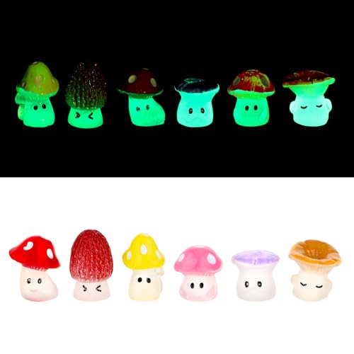 JIEYAO 12pcs Mini Champignons Lumineux En Résine, 1,6 X 1,4 Cm Mignons Petits Champignons Décoratifs Champignons Lumineux Décoration Miniature Pour Pots De Fleurs Plantes Statue Pour Meubles De Jardin