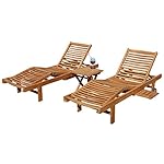 ALEOS Teak Sonnenliegen JAV-Cozy 2er-Set mit Tisch