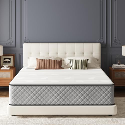 Matoresu Hybrid Double Mattresses 4ft6 25cm Medium Firm Pocket Sprung 7-Zone OEKO-TEX Certified Motion Isolation & Pressure Relief for Back Pain 135x190cm
