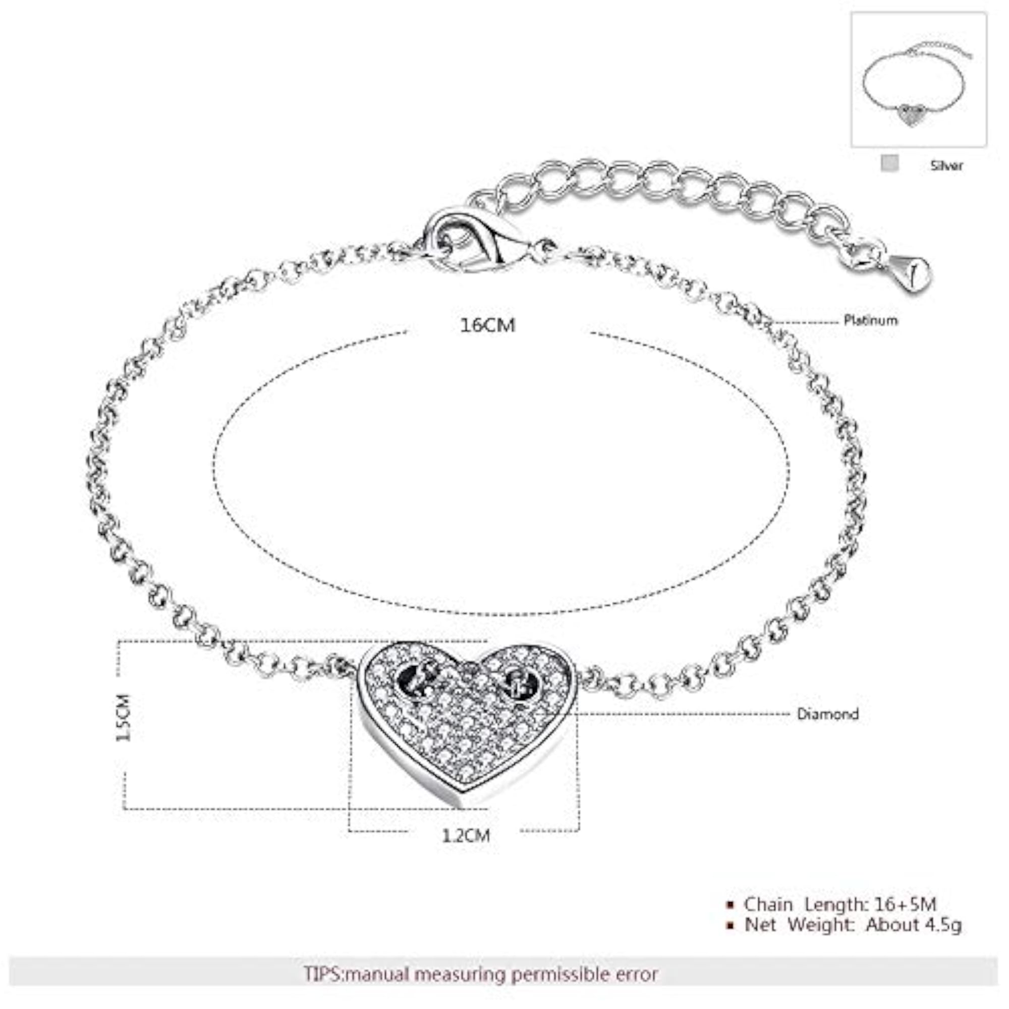 Crystal Heart Charm Bracelet