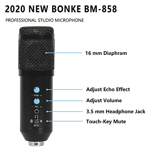 Microfone USB 2021 atualizado para computador, microfone para jogos, podcast, transmissão ao vivo, g