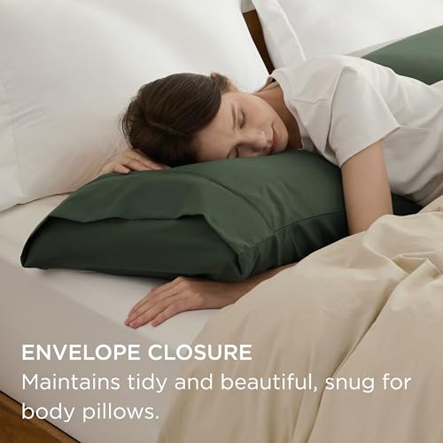 Bedsure Body Pillow Case Cover - Olive Green Brushed Microfiber Long Pillow Cases, Ultra Soft and Cozy Body Pillowcase with Envelope Closure, Wrinkle, Fade and Stain Resistant, 1 Pack, 20x54 Inches
