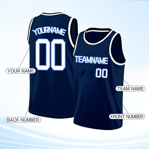 Image of Custom Basketball Jersey for Men - Personalized Name & Number, Embroidered or Printed, Athletic Shirt for Kids, Boys & Youth