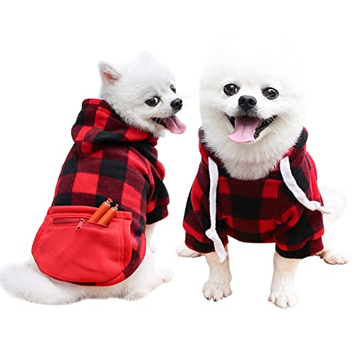 Buffalo Plaid Dog Sweater, Small Dog Coat Xxs Dog Sweater Winter Dog Christmas Hoodie Red Plaid Dog Pajamas Puppy Christmas Outfit Pomeranian Clothes Dog Christmas Pjs #TOP30