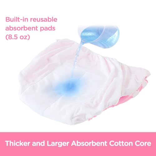 Image of Littleforbig Soft Underwear Comfortable Washable Adjustable Reusable Waterproof Hook-and-Loop Adult Training Pants Pink M