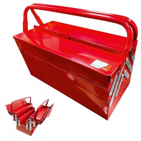 YATOINTO Metal Cantilever Tool Box, 18 Inch Tool Box, 3 Layers 5 Tray Portable Tool Box, Fold Out Tool Box Organizer Storage for Home Studio Auto Repair Factory 18" * 8 "* 8" Cover