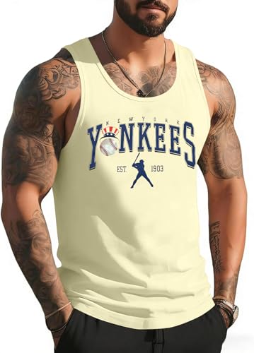 PNORATM Baseball Tank Tops Men Game Day Baseball Fan Sleeveless Shirt Vintage Sports Team Crewneck Muscle Tee