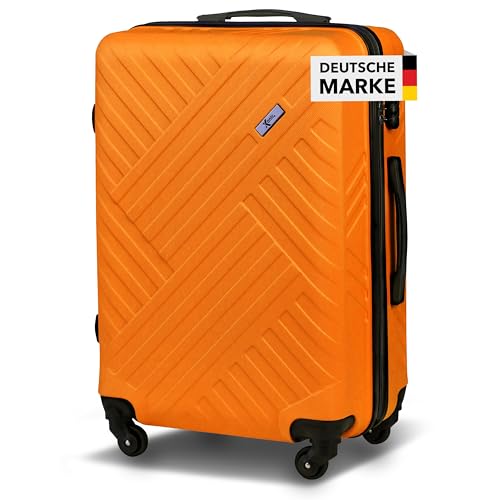 Xonic Design Reisekoffer - ABS Hartschalen Koffer mit 360° Leichtlauf-Rollen - hochwertiger Trolley mit Zahlenschloss in M-L-XL oder Set (Orange, L)