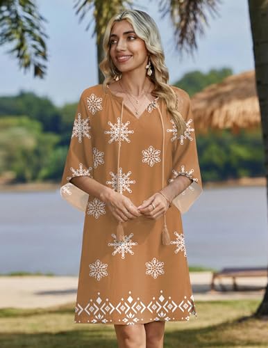 Image of Zeagoo Womens Summer Dress Casual Ruffle Tiered Floral Square Neck Sundresses Beach Boho Mini A-line Dress 2026 with Pockets