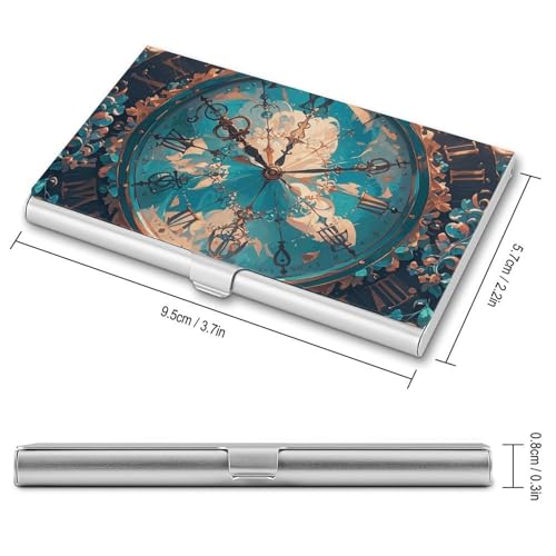 Slim Metal Business Card Holder - Creating Magical Time Aluminum Alloy Card Case with Buckle Closure, Holds 20 Cards & Cash, Professional Credit Card Size ID Holder for Men Women Gift2