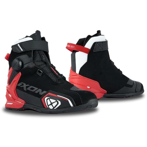 Ixon Unisex Bull 2 - Botas protectoras para moto, color negro y rojo, talla 40 EU, negro y rojo, 40 EU