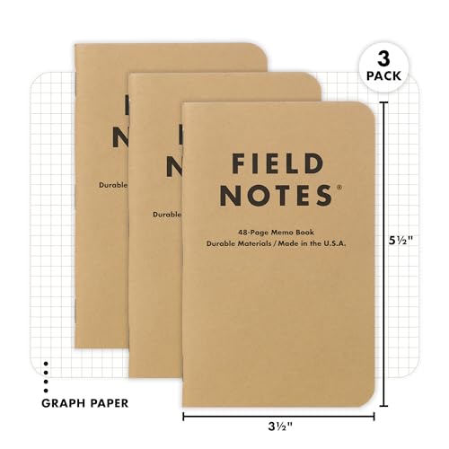 Image of Field Notes: Original Kraft 3-Pack - Graph Paper Memo Books - Grid Paper 48 Page Pocket Notebooks - 3.5 inch x 5.5 inch