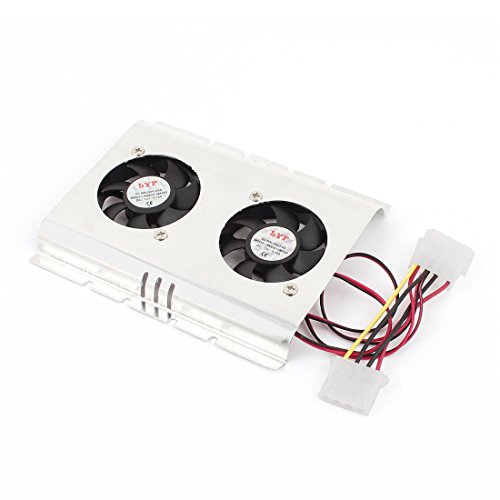 Ruilogod Computer PC 4pin Dual Fan Cooling Cooler for 3/2 Inch Hard Disk Drive (id: b77 1d7 8fd 6e5 12b