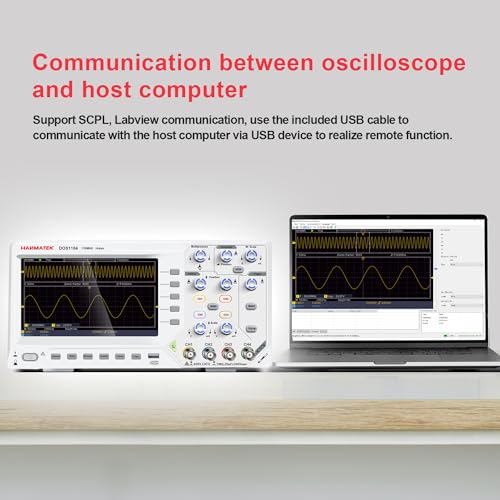 Image of HANMATEK DOS1104 Digital Oscilloscope with 4 Channels and Screen 7 inch / 18 cm, TFT-LCD Display, Portable Professional Oscilloscope Kit with 1GS /s Sampling Rate