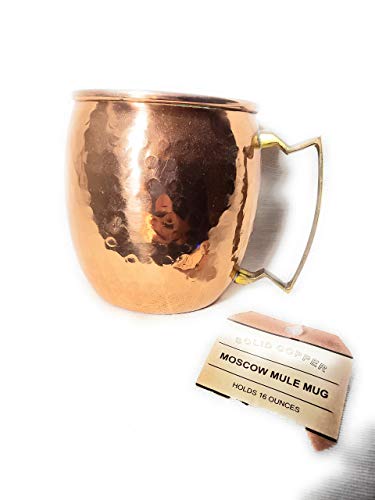 Aakrati Devyom Hammered Copper Moscow Mule Mug Handmade of 100% Pure Copper, Brass Handle Hammered Moscow Mule Mug/Cup 16 Ounce,Set of-2, by CGP