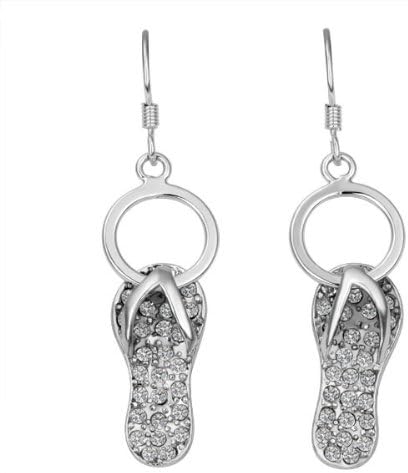 Women Fashion Jewelry Alloy Base Gold-Plated Slipper Rhinestone Crystal Drop Earring