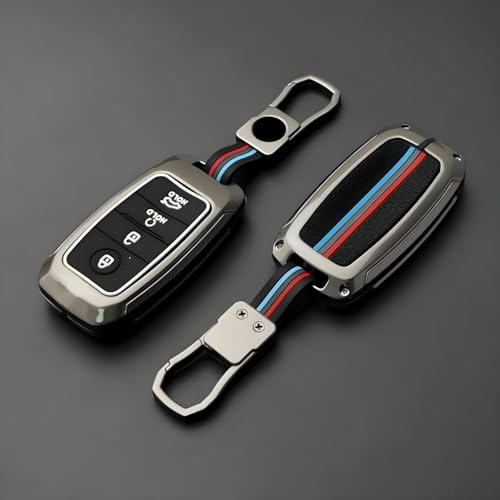 Image of BKN Luxury Metal Soft Car Key Shell with Keychain & Full Protection Key Cover Compatible with Kia 4 Button Old Kia Seltos, Sonnet, Carens (Push Start Car 4 Button Key)