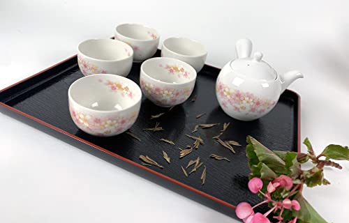 Japanbargain 4126, Large Japanese Serving Tay Plastic Lacquered Tray For Eating Tea Serving Tray Ottoman Coffee Table Tray Tv Tray Butler Tray, Black And Red Color, Made In Japan, 18X13-3/4 Inch #TOP3