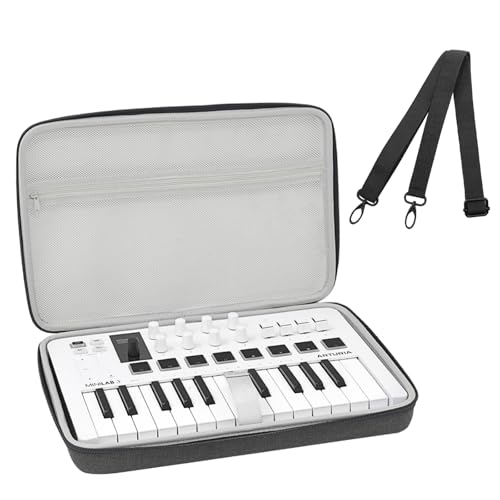 Musiin Étui en Velours Premium pour Clavier MIDI, Compatible avec MPK Mini IV, Arturia MiniLab 3, MiniLab MkII 25 Slim, Housse pour Clavier, contrôleur MIDI et synthétiseur (Gris)