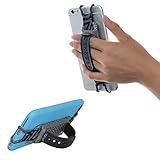 TFY Security Hand Strap Holder with Belt- Stand - iPhone XS/Max iPhone X / 8/8 Plus - iPhone 6 / 6S (Plus) - iPhone 7/7 Plus - Samsung Galaxy S4 / S5 - Galaxy Note 2/3 / 4 - Huawei Mate 9 (Grey)