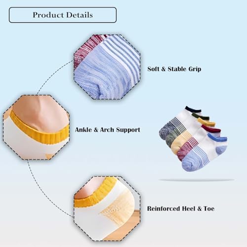 Image of MOMISY Men's Premium Cotton Cushion Ankle length Socks, (Multicolor) Pack of 5 (Free Size)