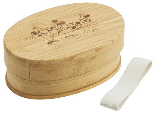 スケーター(Skater) 竹製 ランチ ボックス 600ml 和風 弁当箱 小判型 仕切り付 ランチベルト付 ディズニー ミッキー&フレンズ BWLB6-A