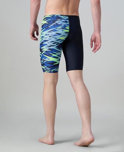 Image of Speedo Men's Endurance10 Hyperboom Print V-Cut Jammer Swimming Trunks | UPF 40+ Sun Protection | Chlorine Resistance | Shape Retention Fabric Swimming Costume | Drawstring Waist