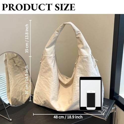 Slouchy Tote Bag for Women Large Nylon Shoulder Bag with Multiple Pockets Crescent Bag Underarm Hobo Bag for Travel Gym3