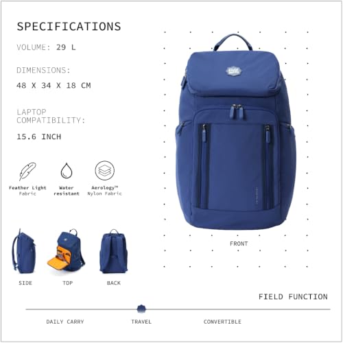 Image of Teleport Travel Backpack & Rucksack | Fits 15.6 Inch Laptop | 29L Water-Resistant Aerology Nylon Daypack with Luggage Strap & Bottle Pocket