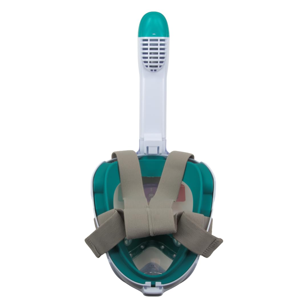 Captain Mike Máscara de esnórquel de cara completa con tapa seca, panorámica de 180°, válvula de carbono y antivaho, sistema de respiración para nariz y boca, soporte para cámara, para adultos y
