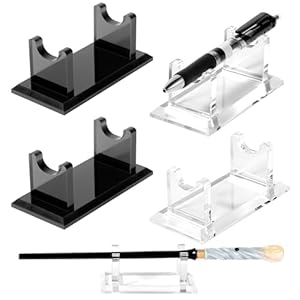 4 PCS Acrylic Pen Display Stand, Fountain Pen Holder Rack, Ballpoint Pen & Paintbrush Organizer for Home, Office, School, or Store, Black & Transparent