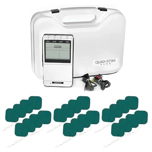 TENS EMS Combo Unit Portable Electrotherapy Muscle Stimulator by Quad Stim Plus - 4 Different Channels - OTC Stim Tens Therapy Machine for Pain Relief