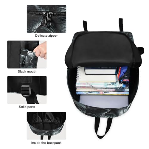 Backpack Lunch Bag Set Dinosaur Halloween Print, Big Storage Travel Backpacks with Insulated Lunch Box for Office Hiking Picnic3