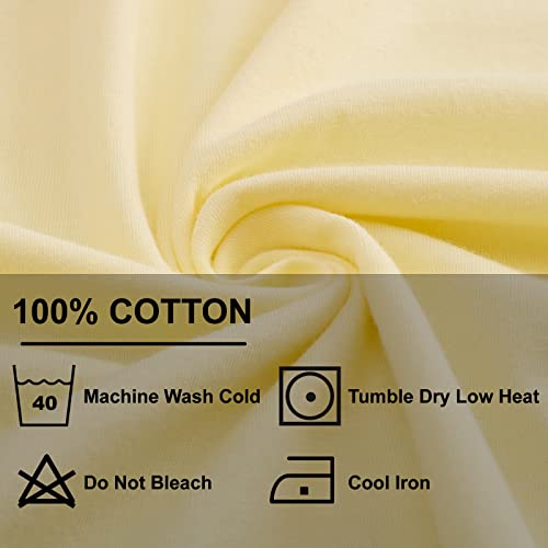 Keyocean Women Plaid Cotton Nightgowns, Soft Comfy Lightweight Elegant Ladies Nightdress, Tender Yellow, Large (L) #TOP2