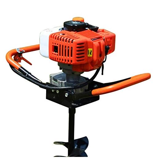 GUANG One Man Earth Auger, 52CC 2.4PS 2 Stroke Gas Powered Petrol Earth Auger Post Hole Digger Fence Pole Auger with Three Earth Auger Drill Bits 4"/6"/8"