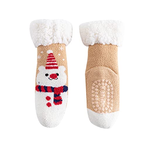 HHoo88 Boys Girls Fuzzy Slipper Socks Thick Fleece Lining Socks Knitted Warm Soft Fluffy Slipper Socks Non Slip Cartoon Socks