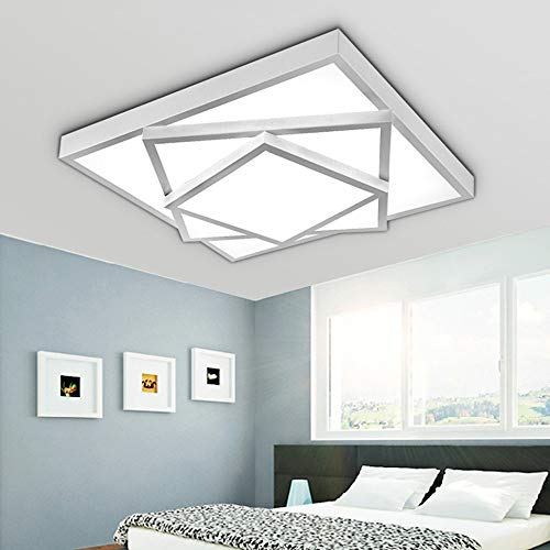 Plafonnier LED carré anti-éblouissement télécommande luminaire 30W blanc moderne salon