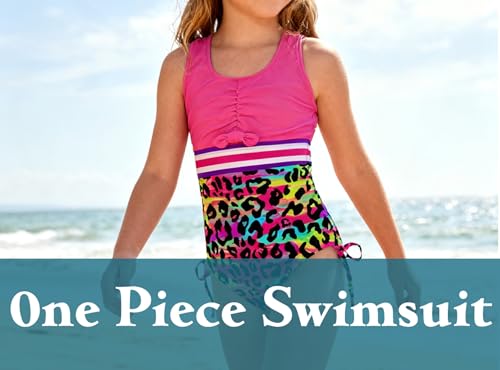 Image of BFUSTYLE Girls Swimsuit One Piece Bathing Suit 4-13 Years Sleeveless Beach Swimwear