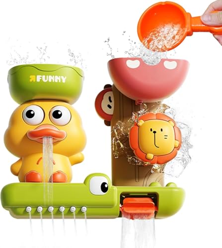 HONGHCL Juguetes para Baño - Juguetes Giratorio para Baño con 3 Potentes Ventosas, Juguetes Interactivo Multicolor Seguro y...