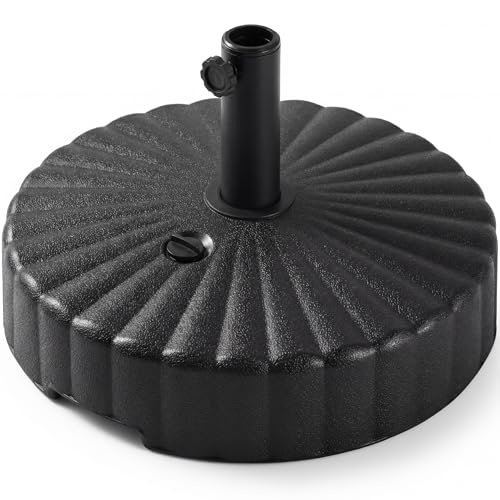 Best Choice Products Fillable Umbrella Base Stand Scallop Pattern Plastic Patio Umbrella Base Stand, Pole Holder for Outdoor, Lawn w- 55lbs Weight Capacity, 2 Adjustment Knobs - Black