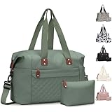 Pritent Travel Duffle Bag, Waterproof Weekender Overnight Hospital Bags for Women Men with Toiletry Bag Lightweight Personal Item Duffle Gym Bag for Travel, Airplanes, Sports(Green, Large)