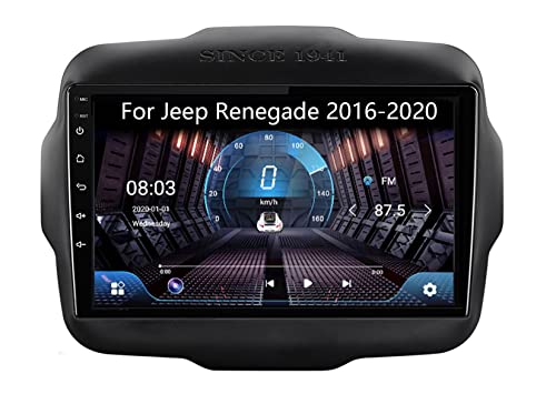 Estéreo para automóvil con pantalla táctil de 9 pulgadas con radio Bluetooth para automóvil para Jeep Renegade 2016-2020 Plug and Play Android10 2Din Radio estéreo para automóvil Android Aut