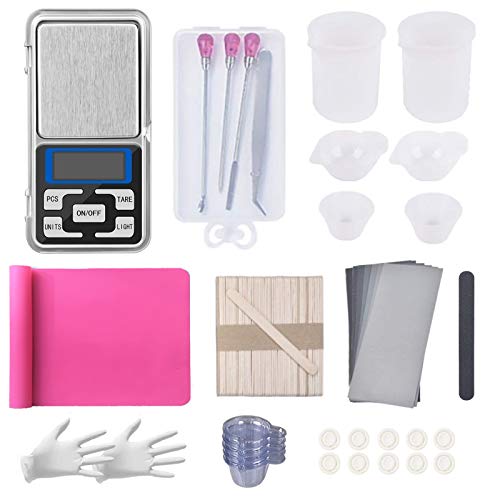 130PCS Resin Starter Kit with Silicone Mixing Cups,Silicone Measuring Cups£¬Sticks,Silicone Mat,Scale,Sandpaper,Finger Cots,Stirring Needle Spoon Tool Set for Resin Art (Pink)