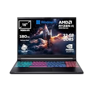 acer Nitro V 16S AI Laptop IA | Notebook Gaming | Nvidia GeForce RTX 5070 8GB | Ryzen AI 9 365 | RAM 32GB DDR5 | 1024GB SSD | 16" WQXGA IPS 180Hz Display | Copilot+ PC | Windows 11 | QWERTY