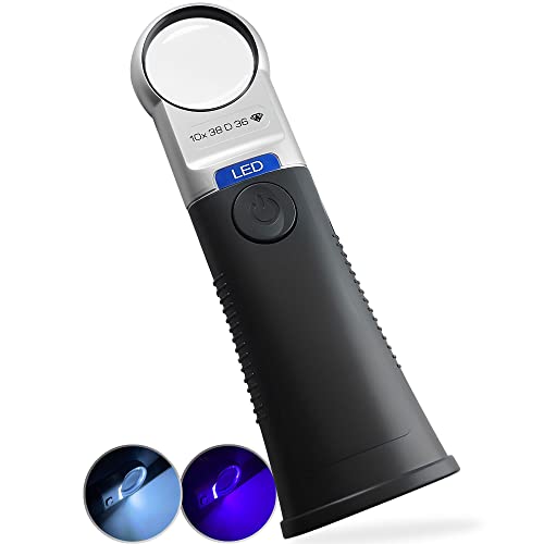 MAGDEPO 10X Jewelers Loupe SMD LED Lighted Standing Handheld...