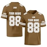Personalisiertes American Football Trikot, Individuelles Trikot mit Name, Nummer & Logo für Kinder, Erwachsene, Jungen und Mädchen braun