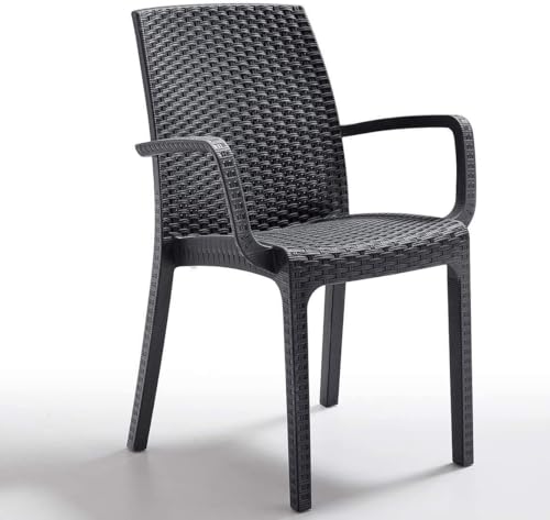 Bica Verona - Sedia Da Giardino Con Braccioli, In Grafite, Resistente Alle Intemperie