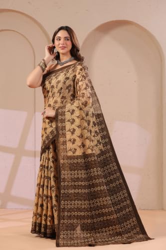 Image of TAMAIRA FASHION Mulmul Pure Cotton Saree For Woman Floral Batik Printed|Office Wear Daily Wear Sarees For Women Without Blouse Piece(Available in 18 Colours)