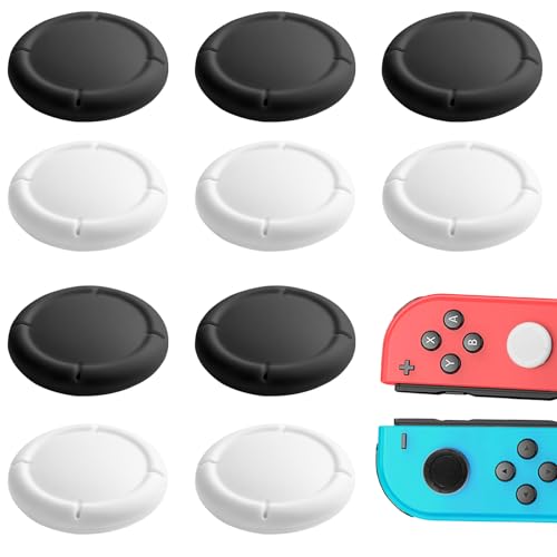 teasteam Capuchons de Joystick Switch de Rechange 10Pcs Capuchon Silicone Antidérapant Minimaliste Protège Cap Switch pour Manette Switch Switch Lite et Switch OLED - 5 Noir 5 Blanc