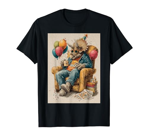 Funny Triceratops Retro Birthday Themed Sitting on Sofa T�V���c